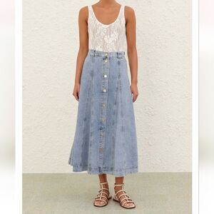 Set of two High waisted midi jean skirts size 2 Nwot